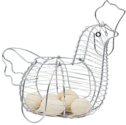 Cesta de Huevos, Cesta de Almacenamiento de Huevos, Arte del Hierro, Soporte para Huevos de Pollo, Cesta de Frutas, Organizador Innovador de Almacenamiento de Cocina con Forma de gallina