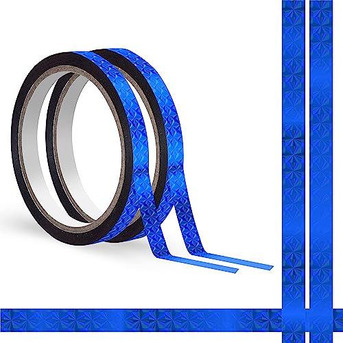 100 Meter Blaues holografisches Grafikband, 2 Rollen wasser-/reißfestes Glitzer-Metallic-Washi-Band, metallischer Spiegelverpackung, rückstandslos entfernbar für DIY-Dekorationen von Geschenkboxen
