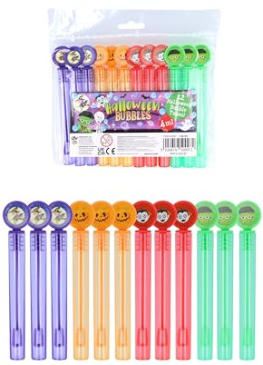 HENBRANDT Halloween Bubble Tubes with Wand (Pack of 12) Children's 4ml Trick or Treat Goodies Halloween Favours Party Games Kids Party Bags
