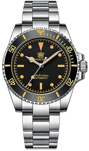 Steeldive SD1954, SUB (kein Datum), The Vintage, Black, NH35, Sapphire, Lume, 300m Diver, BNIB, Schwarz