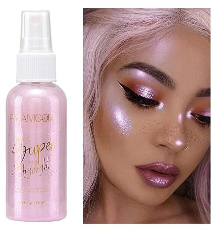 Highlighter-Puderspray | Body Glitter Haarpuderspray,Hochglänzendes Gesichtspuder, Festival-Glitzerpuder-Make-up für Haare, Gesicht, Körper, Kleidung, Par Rosixehird