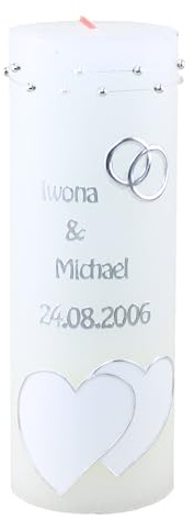 Cerziies® Hochzeitskerze Rustik Iwona und Michael mit Namen und Datum, individuell und handverziert 2189