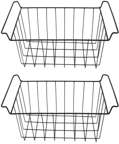 Sonew 2 Stück Gefriertruhe für Gefriertruhe, Körbe aus PE-beschichtetem Metalldraht für Gefriertruhe, Zubehör für die Organisation des