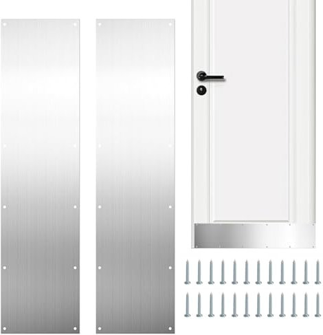 BERO Trittplatten für Außentüren, Edelstahl-Trittplatte, Metall-Tür-Kick-Panel-Dekor für Innen- und Außentüren, verhindert das Treten der Tür