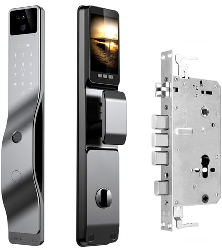 Smart Lock with Camera Keyless Entry Biometric Door Lock, Smart Locks for Front Door Ring Doorbell 3D Face Smart Door Lock with Security Camera Monitor, 7 Ways to Unlock The Door(Lock 24 * 240mm)