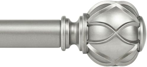 KAMANINA Gardinenstange Antik Silber 80 to148CM Lang, Vorhangstange Ausziehbar für Fenster, Gardinenstangen mit Netzförmig Textur Endstücke