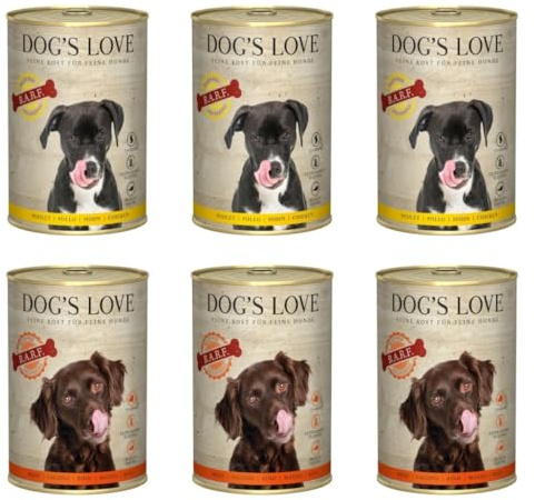 Dog'S Love Barf Complément pour chien | différentes saveurs | 6 x 400 g (3 x poulet 3 x bovins)