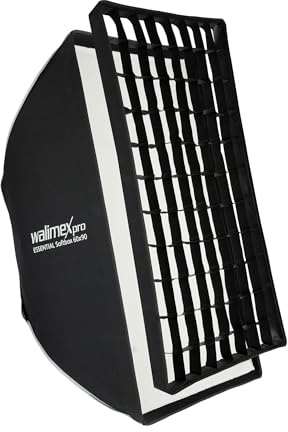 Walimex pro Essential Striplight Softbox 60 x 90 cm, Lichtformer um 360° drehbar, einfacher Aufbau, inkl. Grid, Bowens Adapter und Transporttasche, ideal für Produkt- und Peoplefotografie