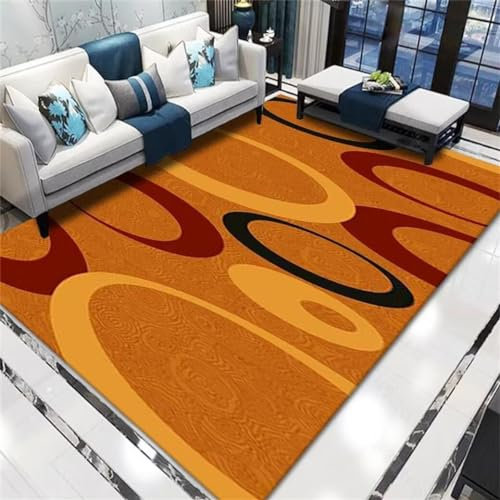 RUGMRZ Waschbare+Teppiche 70x140CM babyzimmer Teppich günstig orange Weicher waschbarer mit abstraktem Muster