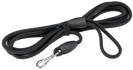 Ferplast Laisse pour Chien Sport, Laisse Longue pour Chiens, Longueur 5 m, Laisse de Dressage, Laisse en Corde en Nylon avec Mousqueton et Poignée, Longueur 5 mètres, Noir