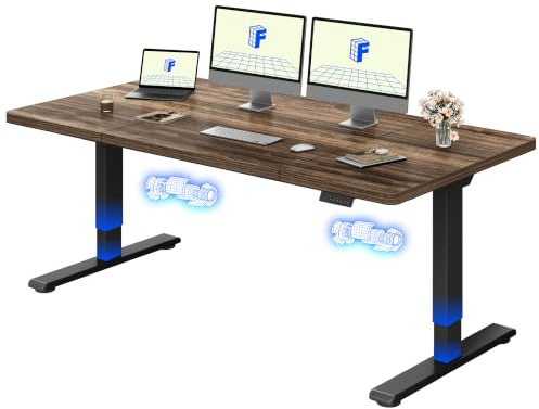 FLEXISPOT Scrivania Regolabile in Altezza 180x80 cm Con 2 Motori Potenti, Tavolo Stabile Con Funzione di Memoria (Nero+Marrone)