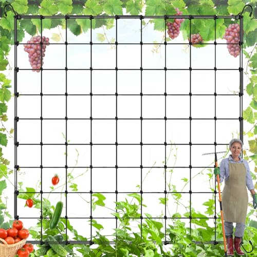 Red de Cultivo 90 x 90 cm, Red de Enrejado Elástico, Red de Cultivo con 4 Ganchos, Red de Nailon para Plantas, Red de Apoyo Fuerte, para Verduras, Frutas, Flores