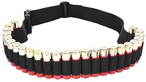 ANSNOW Bandoliera per Cartucce per Fucile, 25 Cartucce per Fucile Porta Munizioni per Cartucce Calibro 12 Regolabile Porta Proiettili per Caccia Militare Tattica/Nero