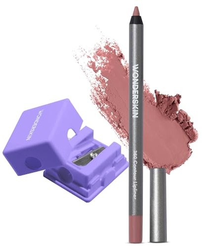 Wonderskin 360 Contour Lip Liner Pencil con sacapuntas – Lápiz delineador de labios de larga duración, afilable, resistente al agua y a prueba de transferencia – Tono nude (Blush)
