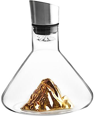 Mikinona Decantador de Vino Dorado Diseño Elegante en Cristal de 1500ml y Función de Aireación y Decantado para Uso Casero