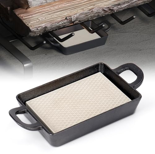 Pearwow Plateau allume-feu en fonte, résistant à la chaleur, facile à allumer pour grille de cheminée, foyer, feu de camp