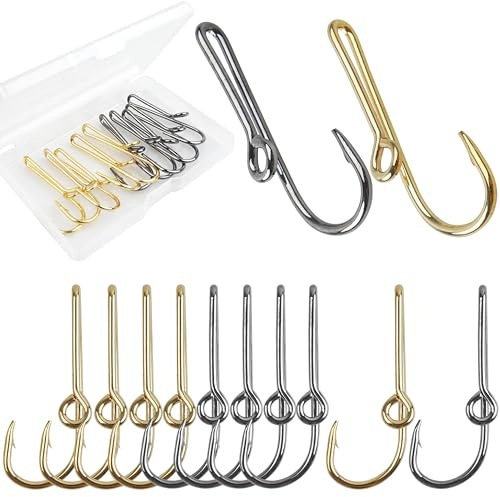 Angelhaken Hutnadeln für Angelhut, 20 Stück/Box, Angelhaken Clip Angelhaken Hutclip für Hut Krawattenverschluss Mode Trend Hut Dekoration Gold und Schwarz