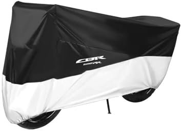 Motorradschutz für Parken Für CBR 600 RR CBR600RR 2004-2022 Motorrad-Schutzhüllen Wasserdicht Regen Und Staubdicht(Black Silver,XXXL for 220cm)