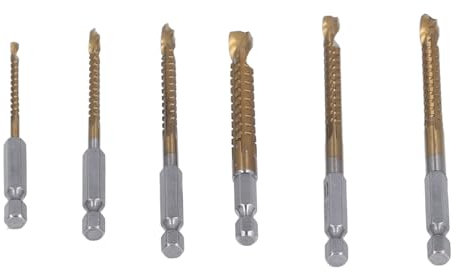 6-teiliges Set, 3–8 Mm Spiralbohrer, Ti-beschichtetes HSS, 1/4 Zoll Sechskantschaft, Effizientes Bohren, 135-Grad-Spaltspitze, Vielseitige Anwendungen für Holz, Kunststoff,