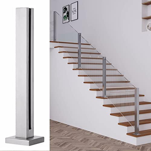 Staircase Handrails Banister Hand Railings 60-150cm Tall Silver Glass Railing Post, Indoor Stair/Outdoor Steps/Loft Guardrail/Pool Fence Clamp, Fit 10-12mm Thick Glass Panels(Deep Coffee,120cm/47.2in)