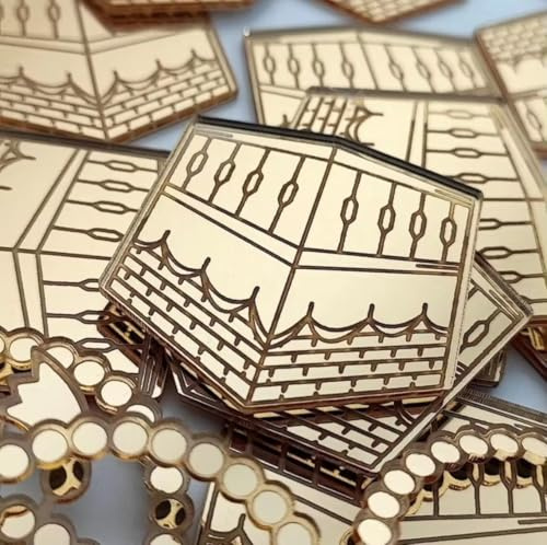 6 Umrah Mubarak Cupcake Discs, Gold Hajj Discs, Toppers, Kaaba, Kabbah Disc, Acrylic, Topper, Charm, Gift Wrapping, Decorations.