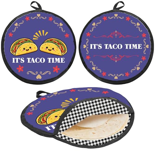 CREATCABIN Tortilla Warmer Tacos Tortilla Holder Warmer Portable Polyester Fabric Blue Double Printing Fresh Corn Insulated Cloth Pouch Bags for Corns Tacos Pizza Pancake Bread Lunch Keep Heat