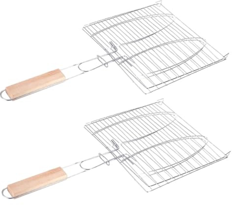 TOYZFRIENDY 2 pièces Panier Grill Double pour Barbecue avec Clip Maille Résistant pour Viande Poisson et Légumes Accessoires Camping et Pique-Extérieur