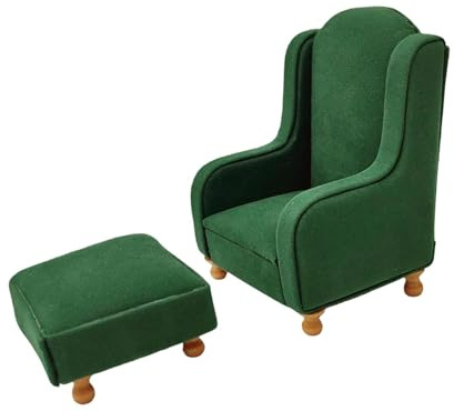 MagiDeal Miniatur-Puppenhausmöbel-Set, Puppensofa, Mini-Sofa, Sessel, Hocker, Mikro-Landschaftsdeko, Maßstab 1:12, GrÜn