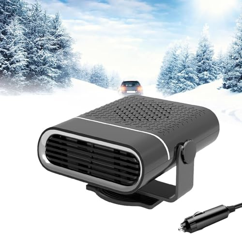 Car Heater, 150W 12V Portable Car Heater, Car Heaters that Plug into Cigarette, 360° Rotatable Base Car Heater Fan, Defroster Demister Defogger for Winter Windshield, for Cars, SUVs & Old Vehicles