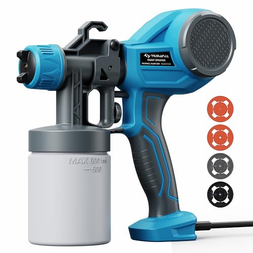 Tilswall Pistolet a Peinture Idéal pour Les débutants, Pistolet Peinture Ultra Léger Facile à Utiliser et à Nettoyer, Électrique Pistolet à Peinture Polyvalent avec 4 Buses & 3 Modes, pour DIY, Murs