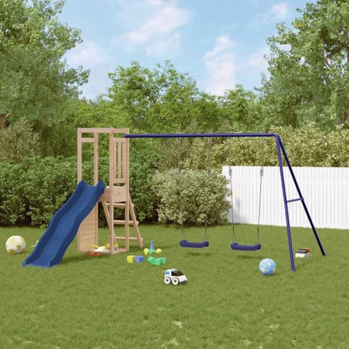 LoogCape Tour de jeu en pin massif avec toboggan, balançoire, mur d'escalade et bac à sable pour enfants dans le jardin, appareil de jeu en bois robuste pour l'extérieur, aire de jeux sûre pour les