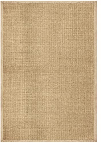 casa pura Sisal Teppich aus Naturfasern mit Bordüre aus Baumwolle | pflegeleicht | Größe wählbar (200 x 200 cm)