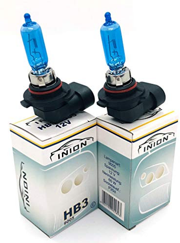 INION 2xStück HB3-60W - 9005 - P20d - 12V Xenon Optik Lights - Halogen Auto Lampen für Abblendlicht Fernlicht Zusatzscheinwerfer und Nebelscheinwerfer