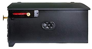 GSi Luxury Large Mailbox - Black Style 6K | Post Mount Mailbox for Outside | Parcel Mailbox for House | Includes Brass Knob, Red Flag and Hardware - Rural and Decorative 19 x 9 x 7.75” Aluminum