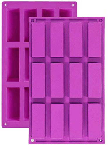 2PCS 12 Cavity Medium Rectangle Granola Bar Silicone Moulds Nutrition/Cereal Bar Moulds Energy Bar Maker for Chocolate Truffles Bread Brownie Cornbread Cheesecake Pudding Butter Molds