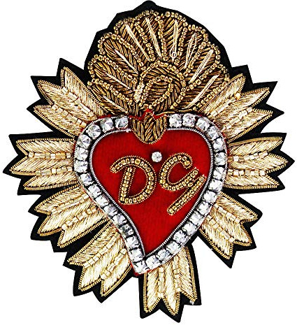 EMDOMO Crown Heart Patches Sew on Applique Beaded Indian Silk Badges for Brooches Shoes Decorative Accessories
