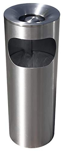 Standaschenbecher Edelstahl mit Mülleimer, Aschereinsatz mit Kegel und Trichteraufsatz