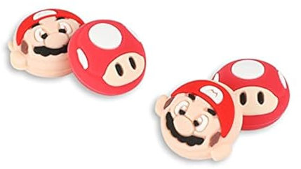 PERFECTSIGHT Switch Thumb Grips, Cute Joystick Caps for Nintendo Switch OLED/Lite, 4 PCS Analog Stick Button Covers (Red MLA & Mushroom)