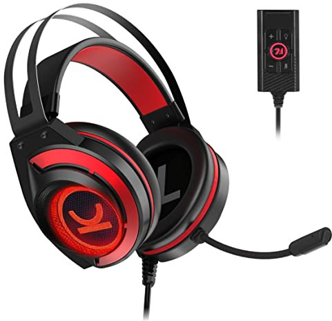 EZ.winpow PC Gaming Headset, Video Game Stereo Headphone with 7.1 Surround Sound with Noise Canceling Mic & Memory Foam Ear Pads for PC/PS5/PS4/Xbox One/Nintendo Switch Red