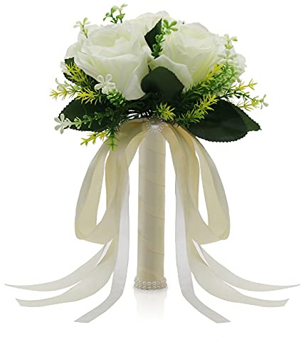 BERYLER Kacutor Hochzeitssträuße für Braut, Brautstrauß für Braut, Brautjungfernsträuße für Hochzeit, Hochzeitsblumen, Blumensträuße, künstlicher Blumenstrauß, Valentinstag, Dekoration, Kirche, Party