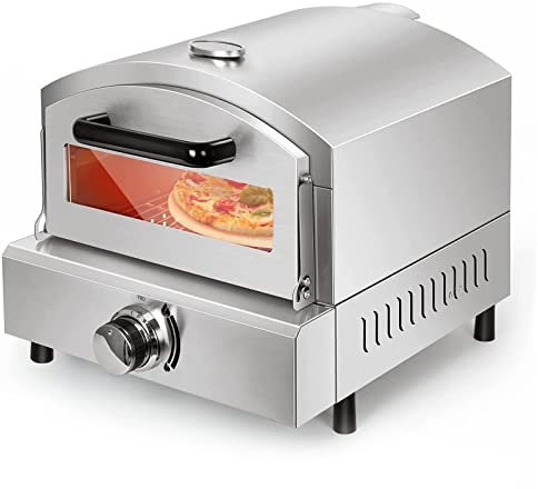 0℃ Outdoor Forno per Pizza 1800w, Fornetti Elettrici per Pizza in Acciaio Inossidabile, 40x40cm, Temperatura Fino a 350 °c, Mattone Refrattario per Casa, Ristorante, Negozi