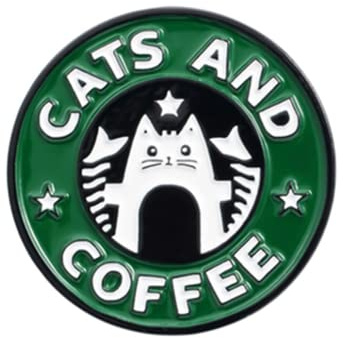 HUAQIGUO Cats Coffee Enamel Pin - Cat Cafe Brooches Badges - Bag Jeans shirt - Bag - Cute Brooches Lapel Pin - Buckle - Cute Animal Jewelry - Gift for Friends