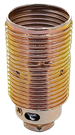 E14 Lampen-Fassung messingfarben Metall mit Gewindemantel und ISO-Feingewinde M10x1 240V gold