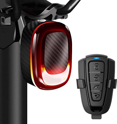 PADONOW Alarm Bike Tail Light: Wireless Remote Bicycle Rear Light USB-C Rechargeable Smart Motion Anti Theft Taillight with Loud Horn Red Led Flashing Lights Waterproof High Lumen Cycling Back Light