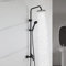 Ibergrif M17059B Duchas de Baño Columna, Columna Ducha Negra con Reciador, Alcachofa, Manguera, Barra Ajustable y Soporte, Columna de Ducha para Bañera Cromo