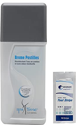BAYROL SpaTime Brome Pastilles 20g - 0,8kg | Brome Lent - Désinfection Régulière - Dissolution Lente + 10 Tests HPS OFFERTS 6 en 1