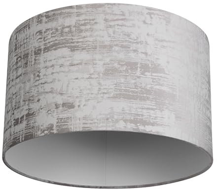 REV - Paralume rotondo in cotone di alta qualità con diametro di 42 cm - Paralume di ricambio per lampada a sospensione e lampada da terra in grigio - Attacco E27