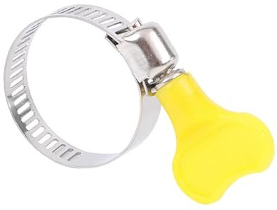14-Pack Yellow Stainless Steel Hose Clamps, Adjustable Thumb Screw Key-Type Clamps, 2/5-5/8 (10-16mm) Size, 8mm Bandwidth, Ideal for Plumbing, Automotive, and Machinery Application