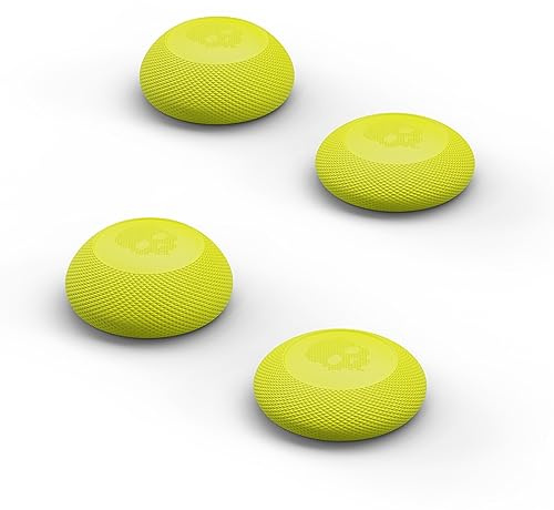 Skull & Co. Convex Thumb Grips Set: Skin, CQC Joystick Cap Analog Stick Cap for Steam Deck/OLED and ROG Ally - Neon Yellow, 2 Pairs (4pcs)