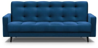 Mars Meble Schlafsofa mit Bettkasten - Dreisitzer 220cm Breit Polstersofa mit Schlaffunktion Nancy BIS, aus Velours Sofa mit Federkern Holzbeine, Stoff: Monolith 77 - Marineblau